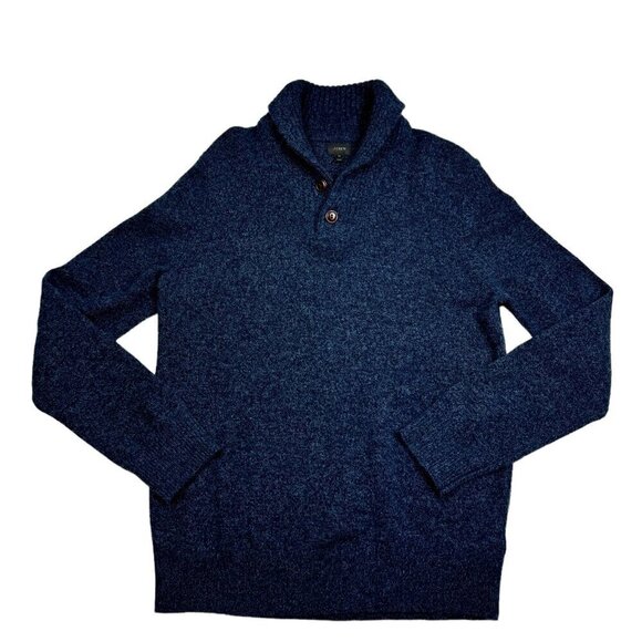 J. Crew 100% Lamb Wool Pullover Shawl Collar Sweater With Buttons Men's Medium - Picture 1 of 6